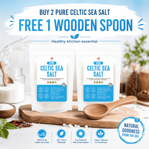 2X PURE CELTIC SEA SALT (FREE 1 WOODEN SPOON)